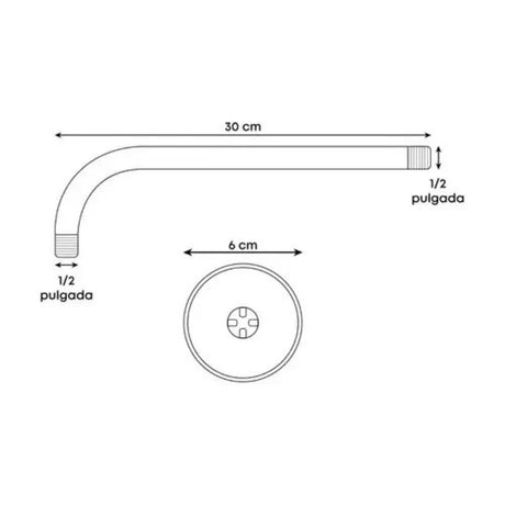 Brazo Mural para Ducha en Acero Inoxidable 304 de 30 cm