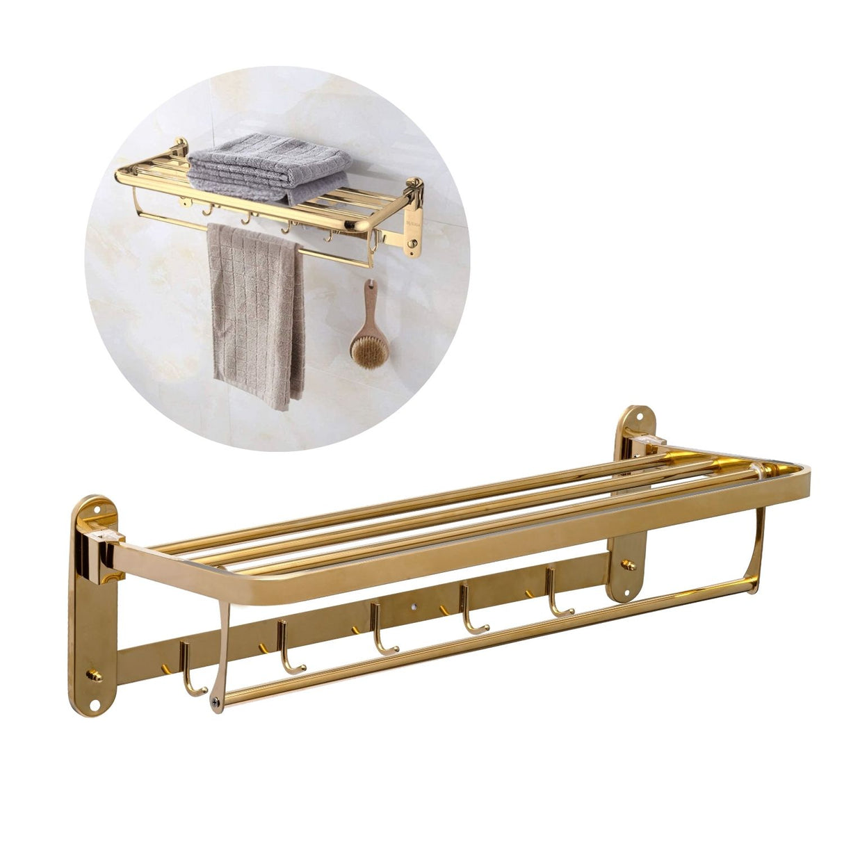 Toallero Hotelero en Acero SUS304 Dorado Multifuncional