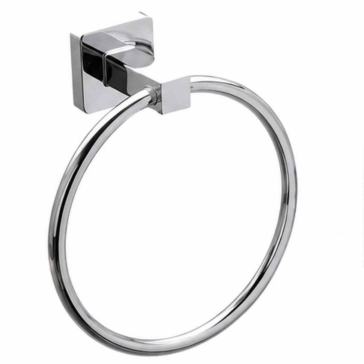 Toallero Redondo Cromado para Baño con Base Cuadrada