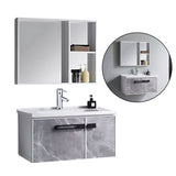 Set Lavamanos Espejo PVC Resistente Humedad - Mueble 2 Puertas Gris Mármol