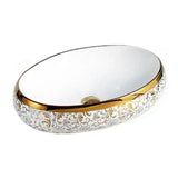 Lavamanos Sobreponer Tipo Vessel Blanco Dorado Ovalado 42X30X15