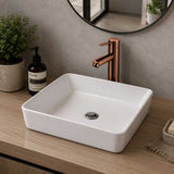 Lavamanos Sobreponer Rectangular Cerámico Blanco 48 x 37 cm para Baño Moderno