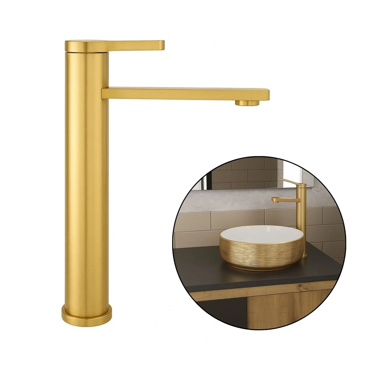 Grifería Lavamanos Bahamas Brushed Gold Altas