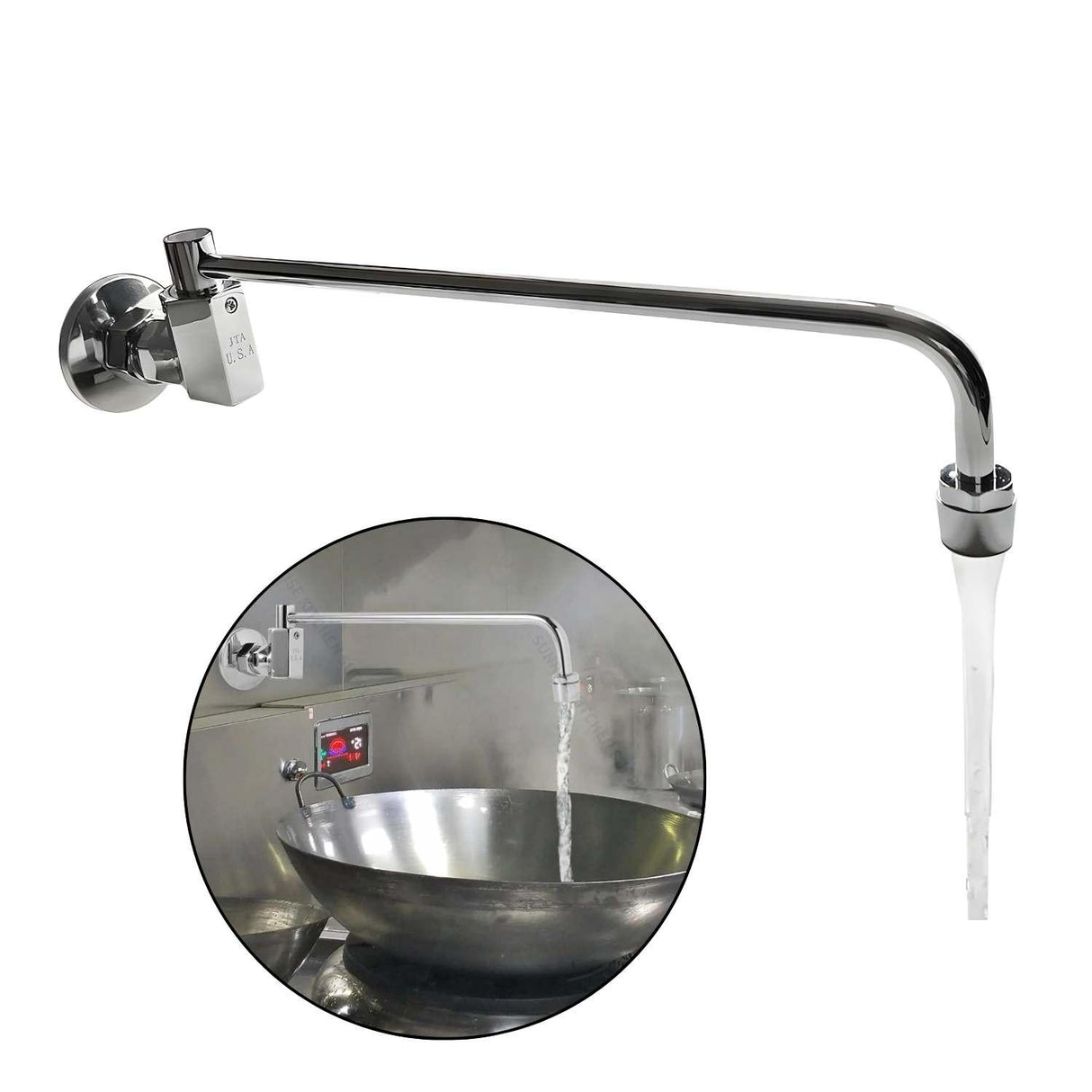 Griferia Restaurante Oscilante Automático Sunrise 12” para Rango de Wok Comercial