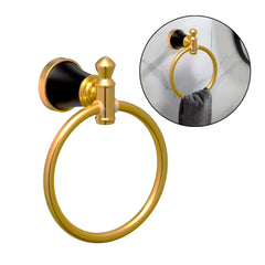 Toallero Aro Diamante Negro Y Dorado En Aluminio