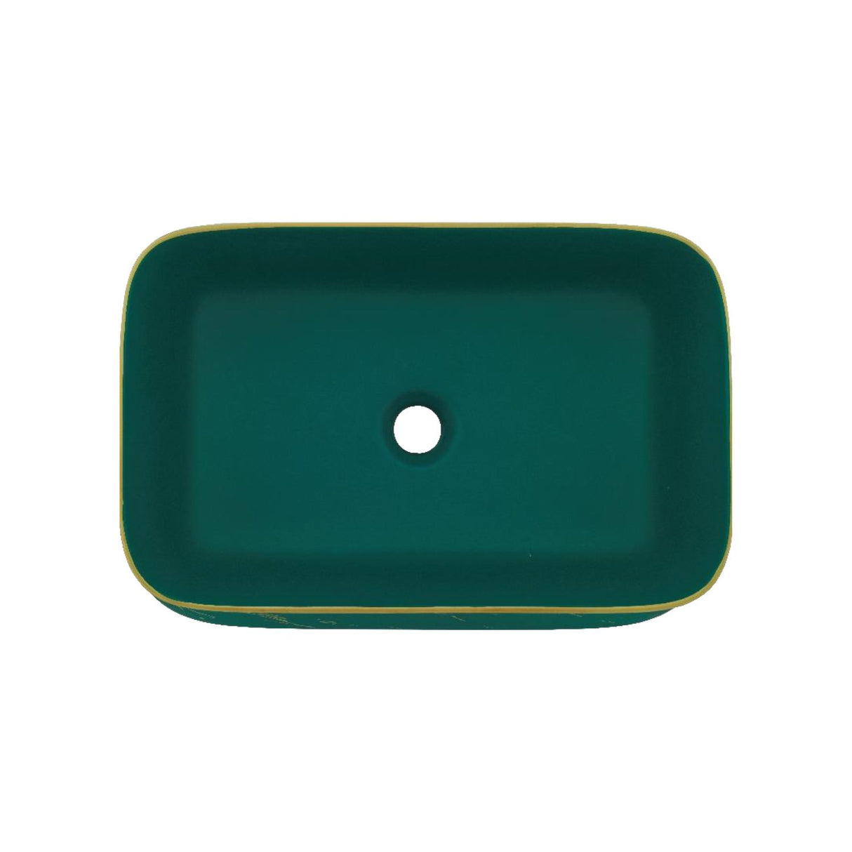 Lavamanos De Sobreponer Rectangular Marfil - Verde Con Dorado 46 x 33 x 14 cm