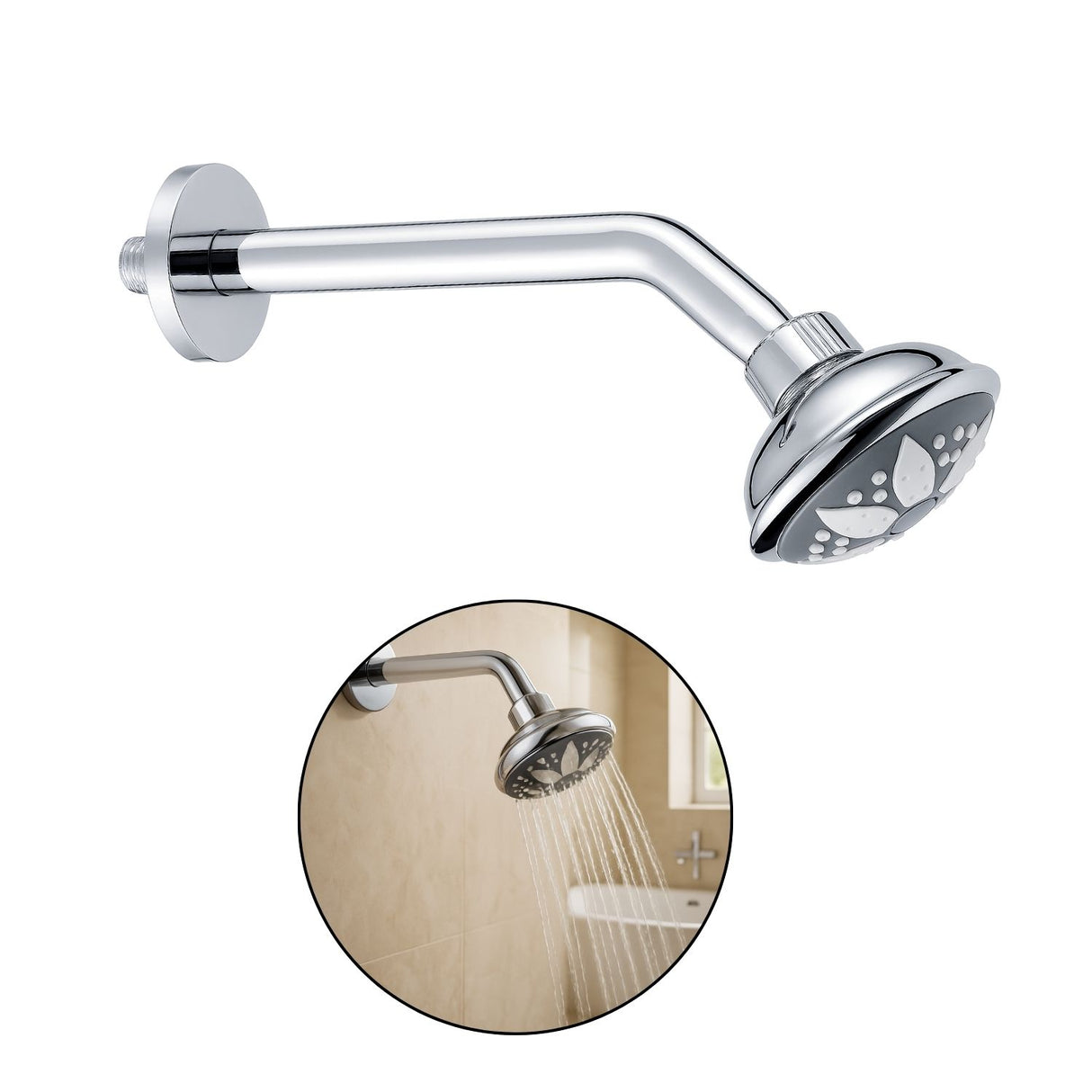 Ducha Regadera ABS Redonda Cromada Filtro Ahorro Agua