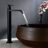 Llave Alta para Lavamanos Cascada 30,5 cm Agua Fría Negro Mate