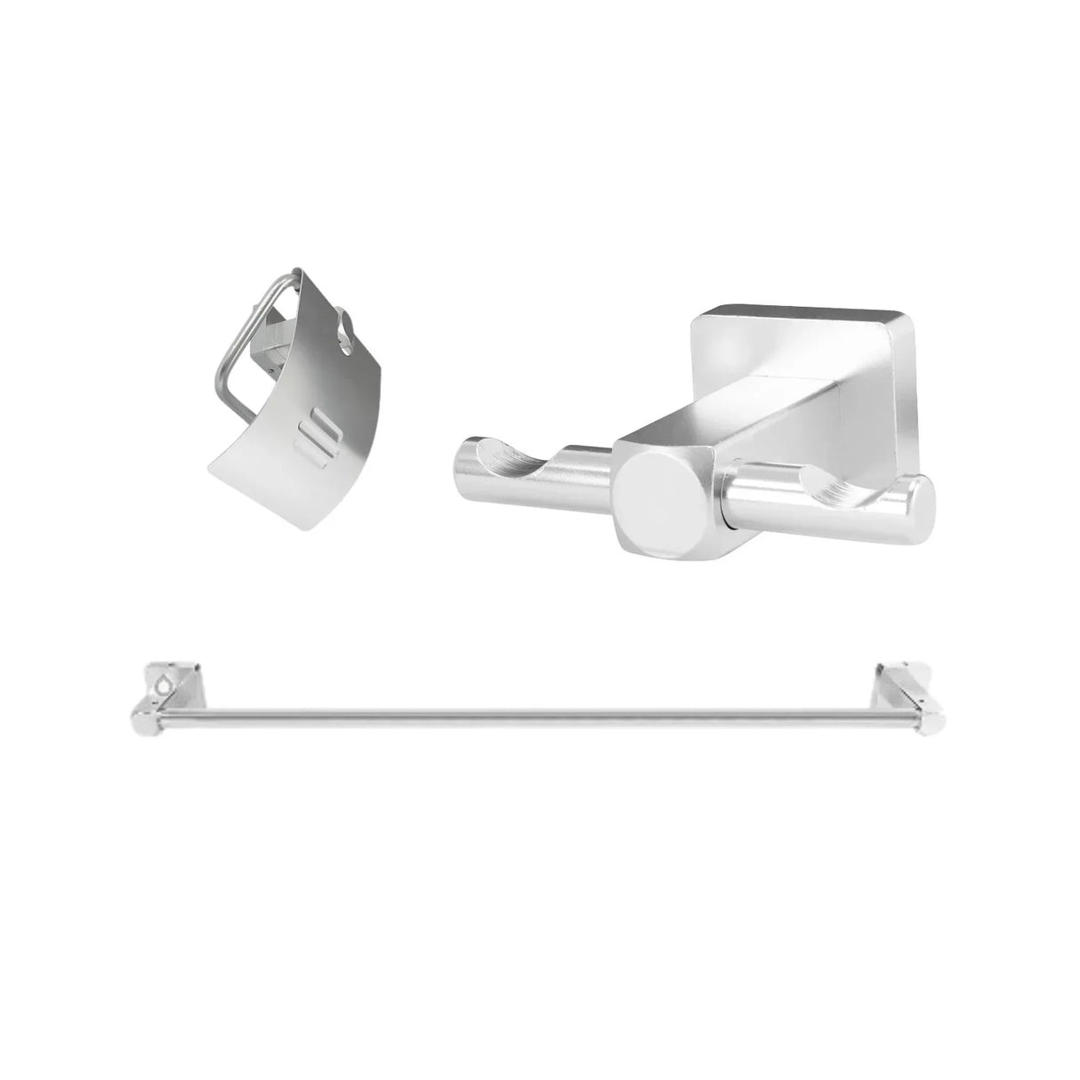 Porta Rollo+Perchero Doble +Toallero de Aluminio de 60 cm