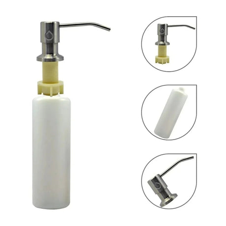 Combo Grifería Monocontrol Espiral Gourmet Doble Salida Cromada + Dispensador Jabón Líquido Mesa Push Blanco