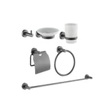 Juego Accesorios Baño Singolo X 6 Gris Concreto Diseño Moderno