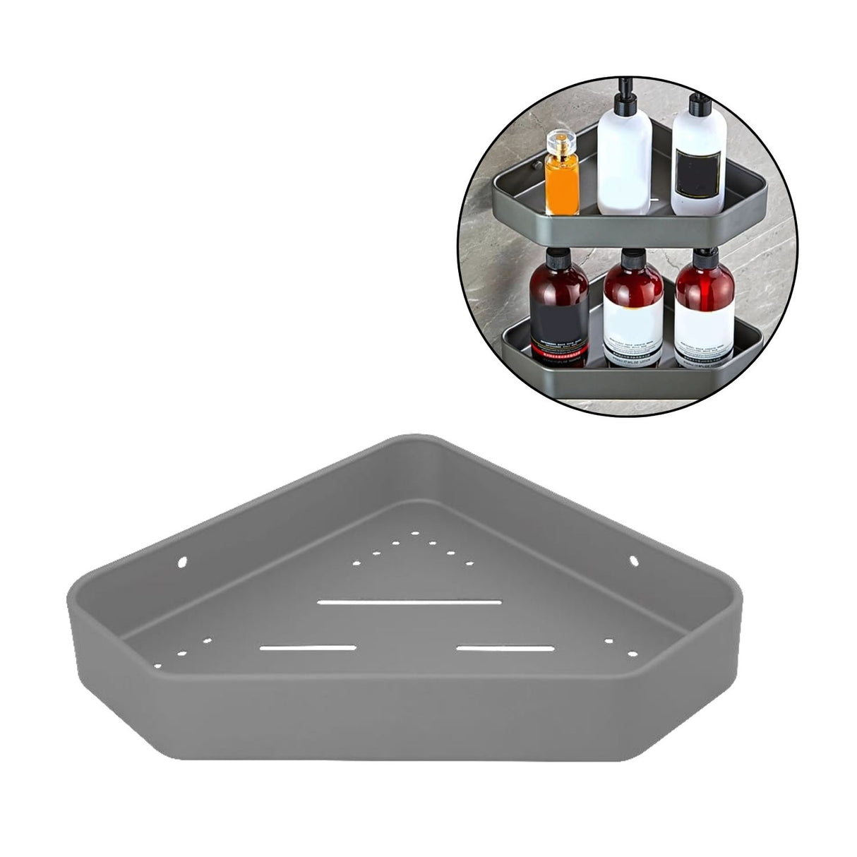 Repisa Baño Esquinera Moderna Silver Aluminio Gris - Inoxidable