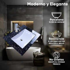 LAVAMANOS INTEGRADO EN PORCELANA NEGRO 60*47CM