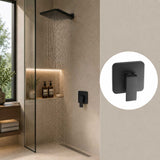 Grifería Ducha Monocontrol Negra Cuadrada Bronce Mate 12 x 12 cm | Mezclador Empotrado Universal 1/2"
