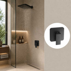 Grifería Ducha Monocontrol Negra Cuadrada Bronce Mate 12 x 12 cm | Mezclador Empotrado Universal 1/2"