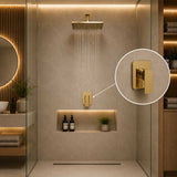Monocontrol Ducha Cuadrado Oro 12 cm Empotrado para Baño