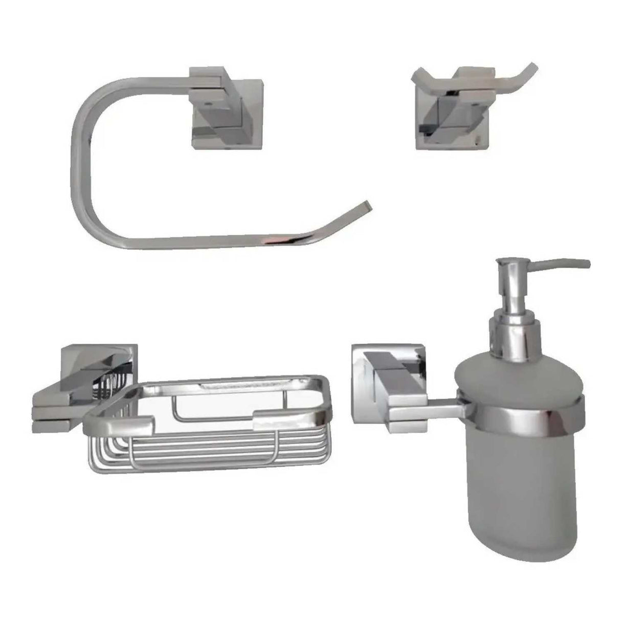 Set de Accesorios para Baño Cromado x4 Piezas