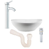 Lavamanos Ovalado B+Grifería Alta Cromada+Desagüe Push+Sifón Flexible