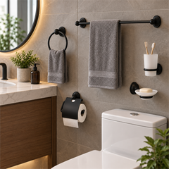 Juego De Accesorios Para Baño Negro 6 Piezas