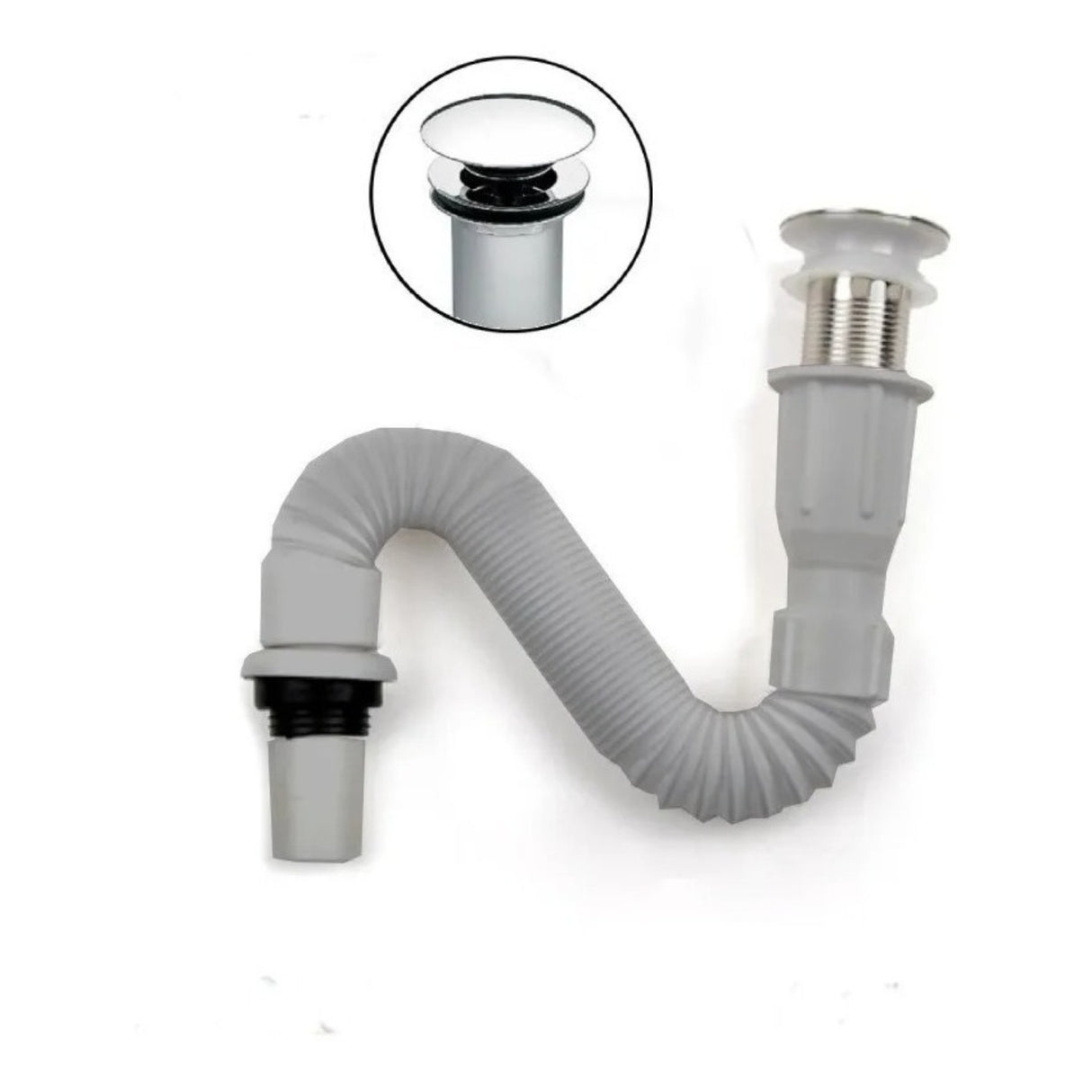 Kit Lavamanos Canoa, Griferia Agua Fría Brillante Y Desagüe