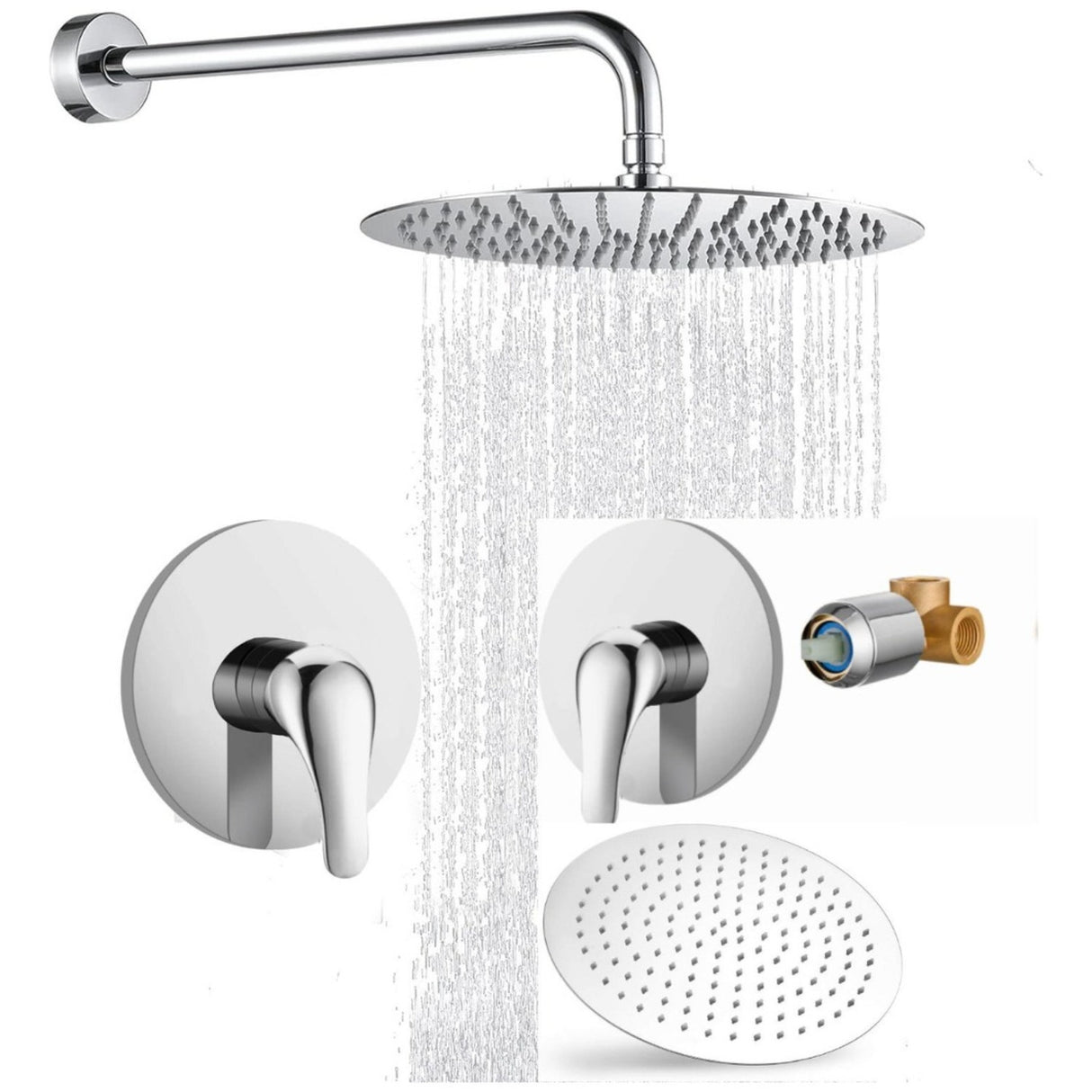 Kit Regadera Metálica Y Mezclador Ducha Monocontrol Redondo