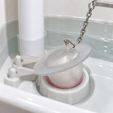 Flapper para tanque sanitario instalado con cadena metálica