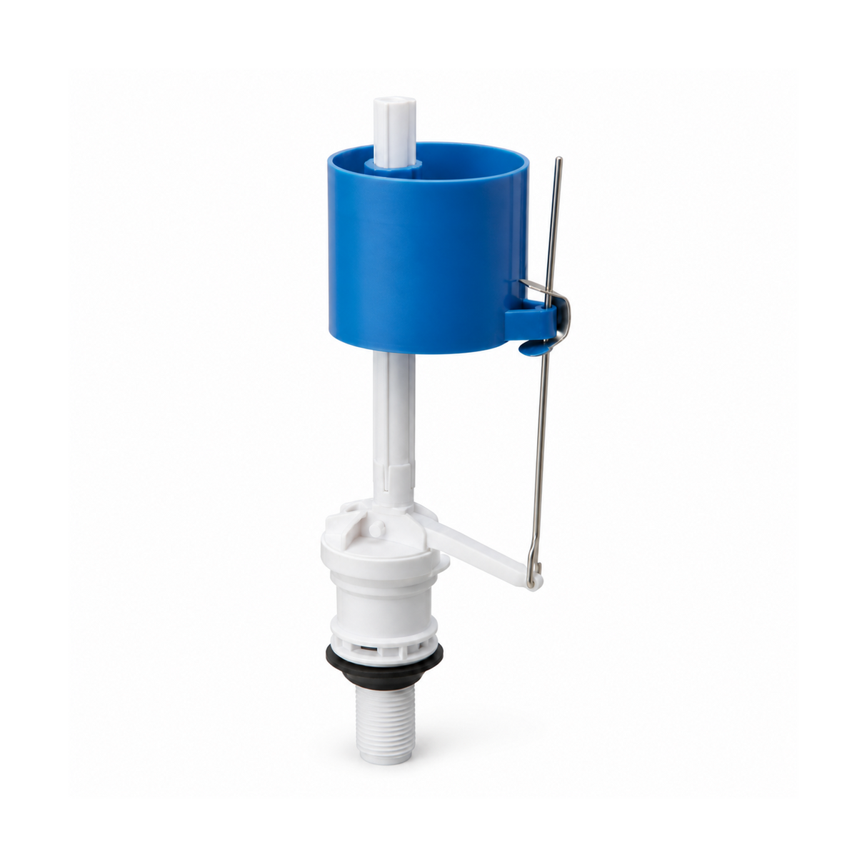 Válvula de carga vertical para sanitario en vista técnica diagonal