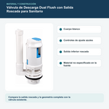 Válvula de Descarga Dual Flush con Salida Roscada para Sanitario: materiales y construcción verificados