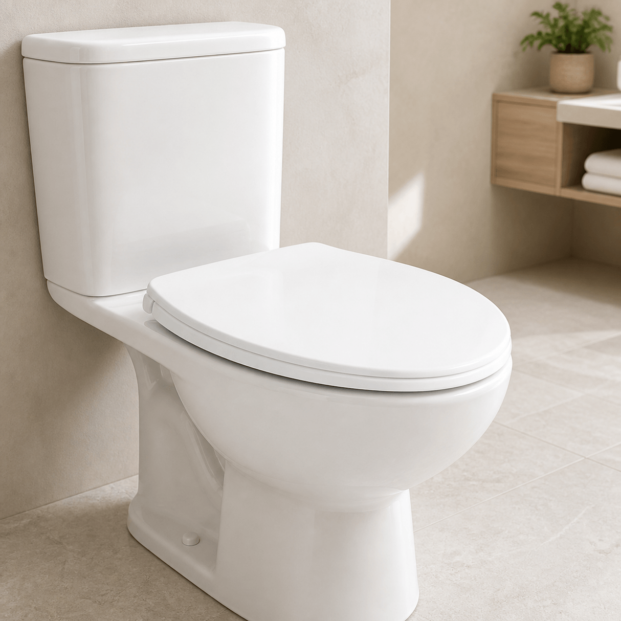 Asiento Sanitario Eco Blanco con Anclaje Ajustable en ambiente moderno y bien iluminado