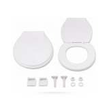Asiento Sanitario Eco Blanco con Anclaje Ajustable sobre fondo blanco profesional