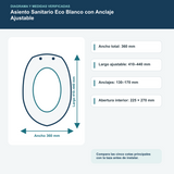 Asiento Sanitario Eco Blanco con Anclaje Ajustable: diagrama o datos técnicos verificados