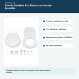 Asiento Sanitario Eco Blanco con Anclaje Ajustable: contenido y características