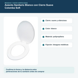 Medidas y datos verificados del asiento sanitario blanco con cierre suave colomba soft