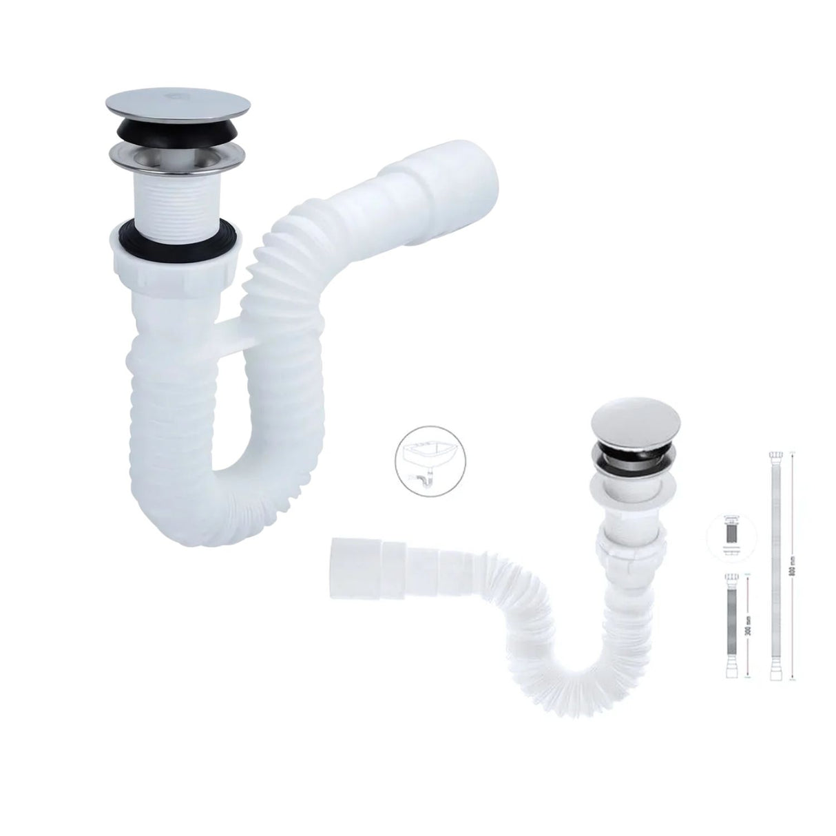 Set Griferia Pedal Lavamanos Porcelana Blanco 30x30 Deságües