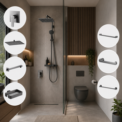 Combo Ducha y Accesorios Kassel Gris Níquel x7 Piezas