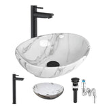Kit Completo Lavabo Venato Oval-sifón -grifo Negro Agua Fría
