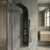 Torre Ducha Negra con Hidromasaje y Teleducha | Panel Multifunción para Baño Moderno