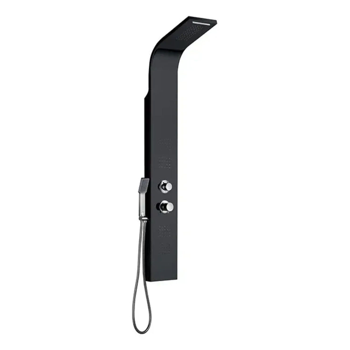 Torre Ducha Negra con Hidromasaje y Teleducha | Panel Multifunción para Baño Moderno