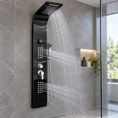 Torre De Ducha Negra Con Bluetooth Y Teleducha