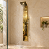 Torre De Ducha Oro Brillante Con Bluetooth - 01 ambientacion