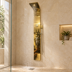 Torre De Ducha Oro Brillante Con Bluetooth