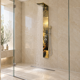 Torre De Ducha Oro Brillante Con Bluetooth - 04 ambientacion