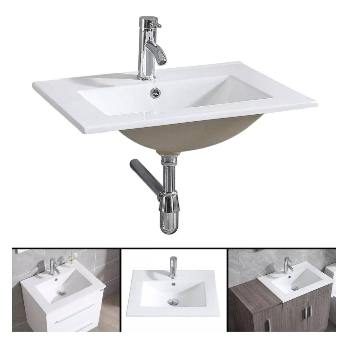 Kit Lavamanos 60x47 De Mueble-griferia Y Desagüe Sifón Tames