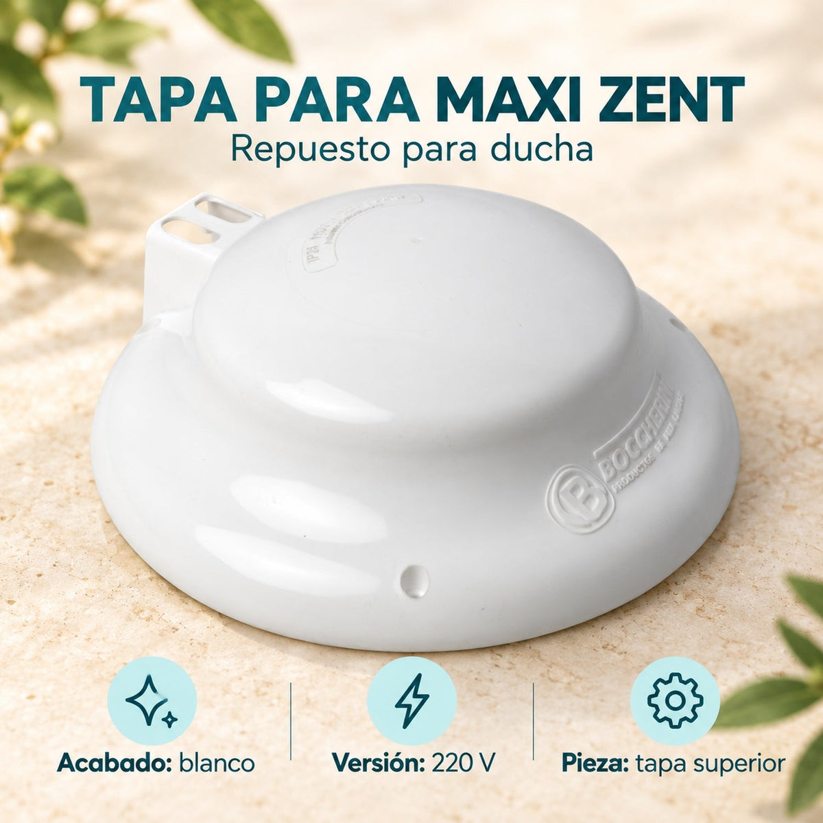 Tapa Blanca para Ducha Maxi Zent 220 V: características