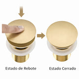 Desagüe Push para Lavamanos Oro Cepillado 7,8 cm de alto y 6,6 cm de ancho