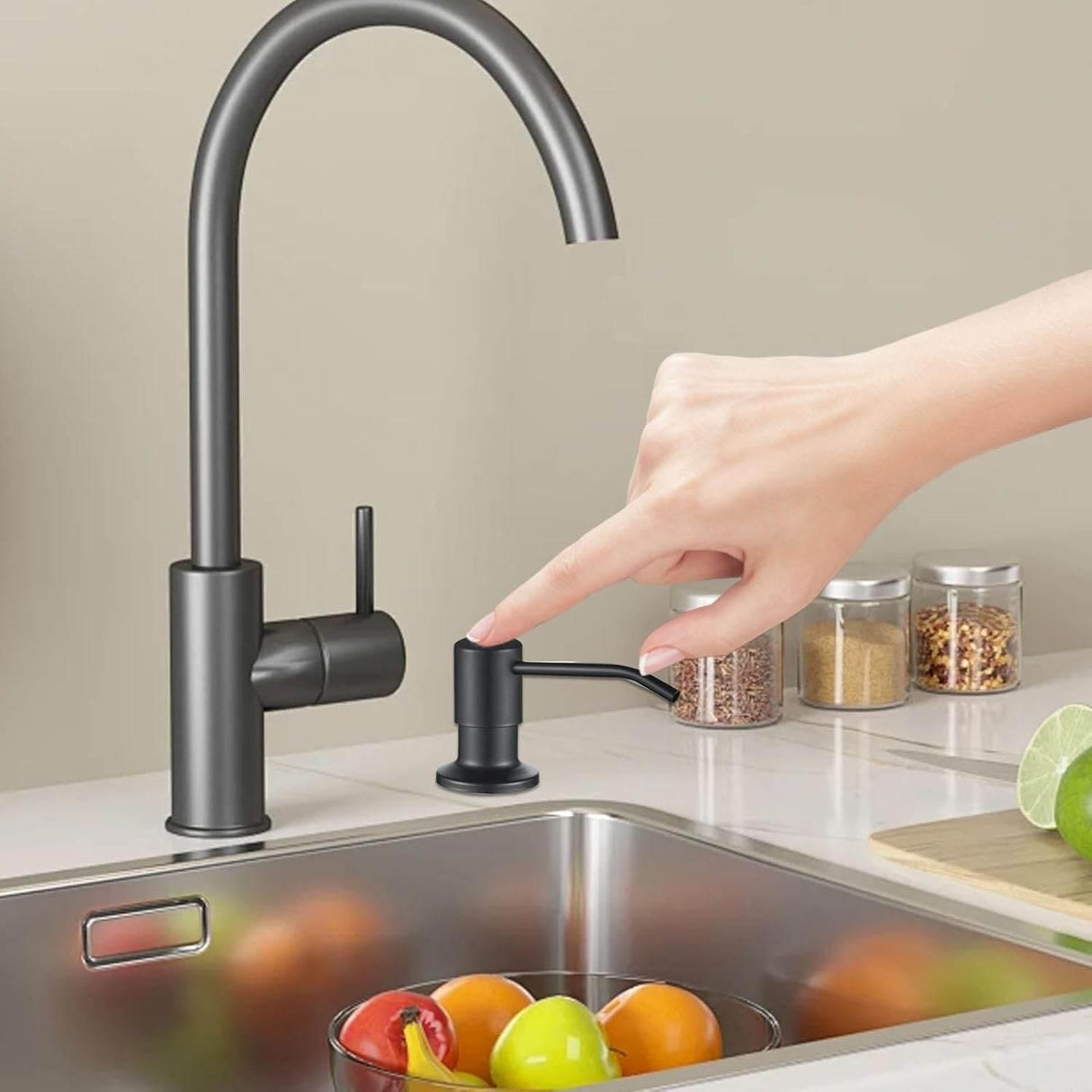 Dispensador Jabón Mesa (Lavaplatos) Gris Mate