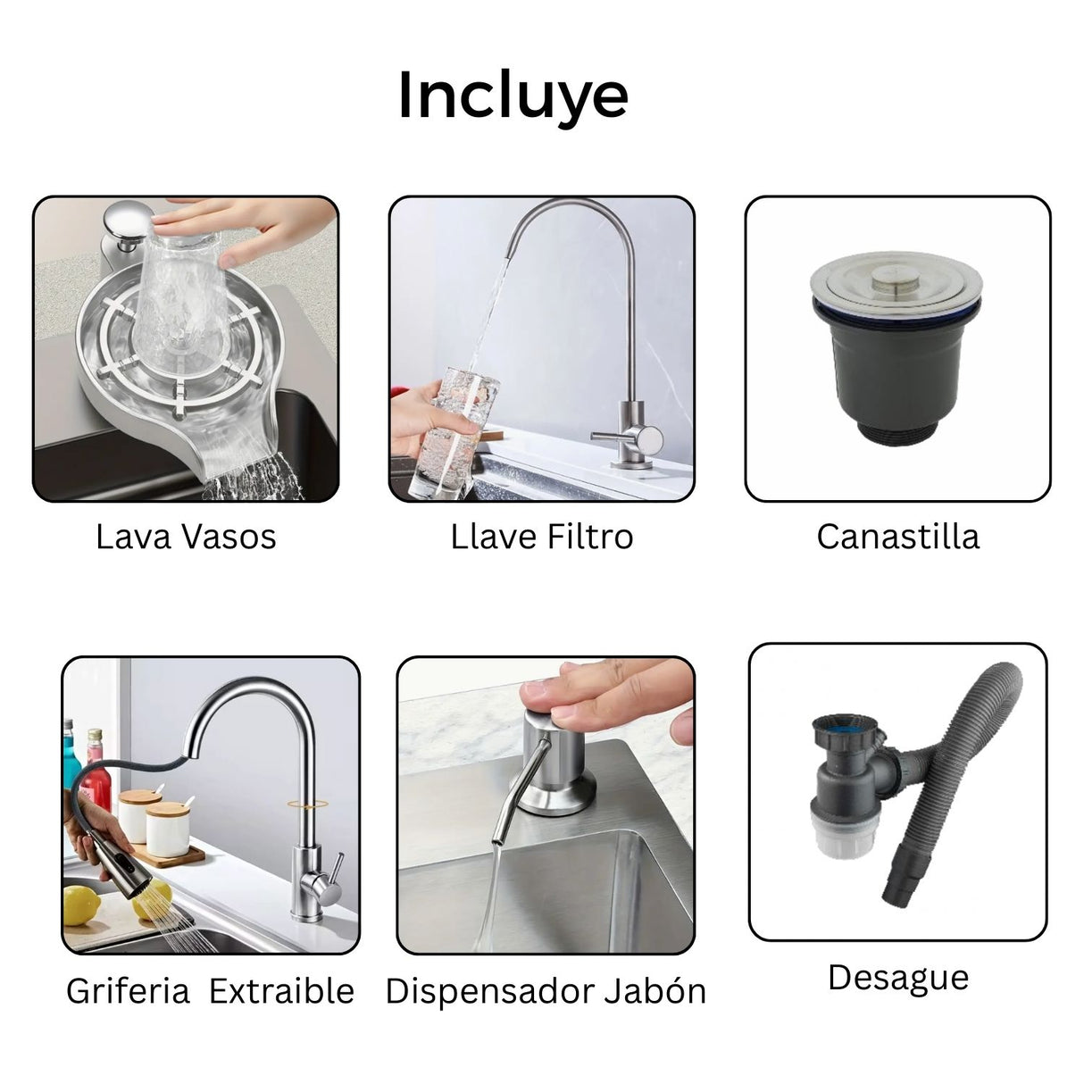 Set Lavaplatos Doble Lujo en Acero Inoxidable 304 - 75x45 cm