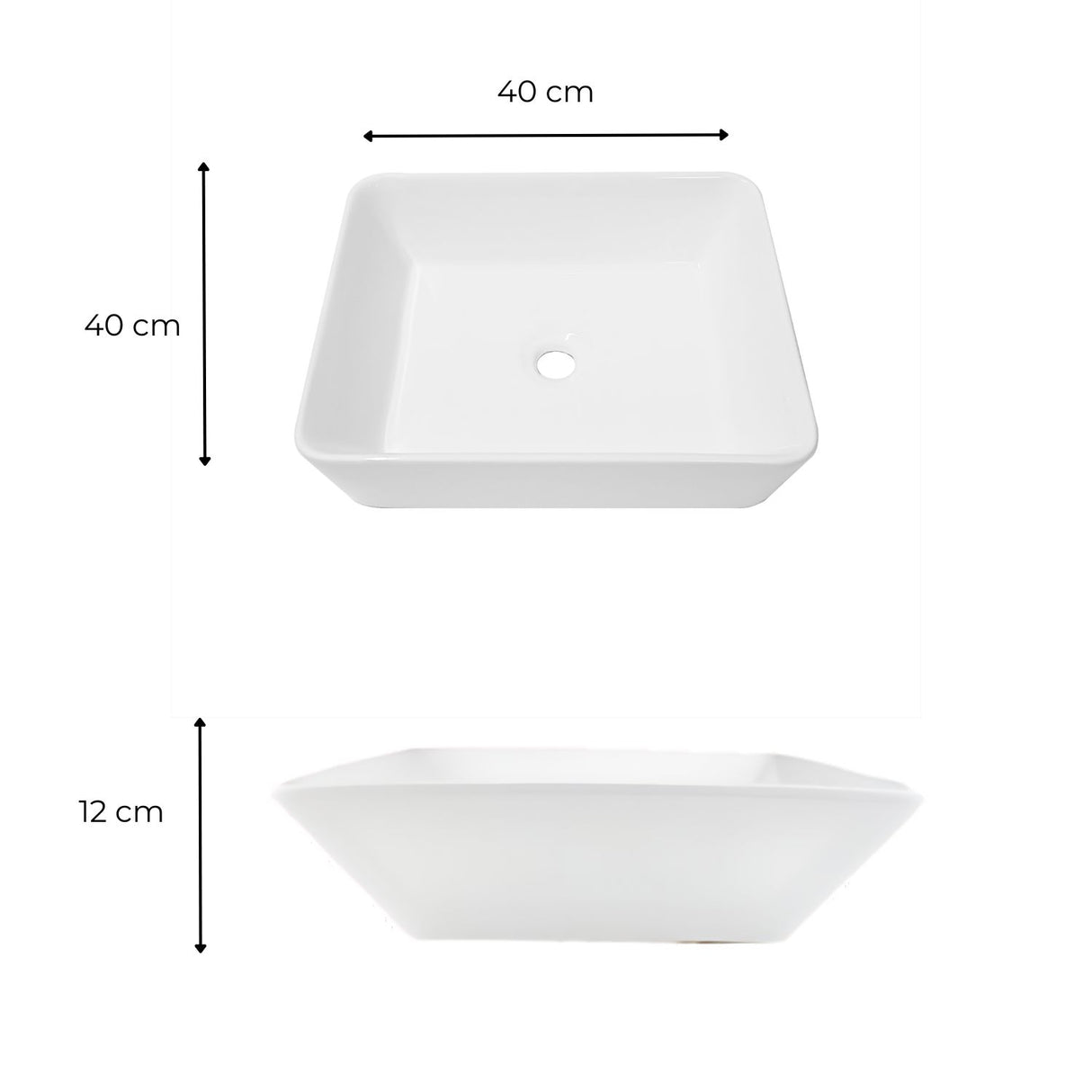 Lavamanos Porcelana Blanco Cuadrado De 39x39x15 Tipo Vessel