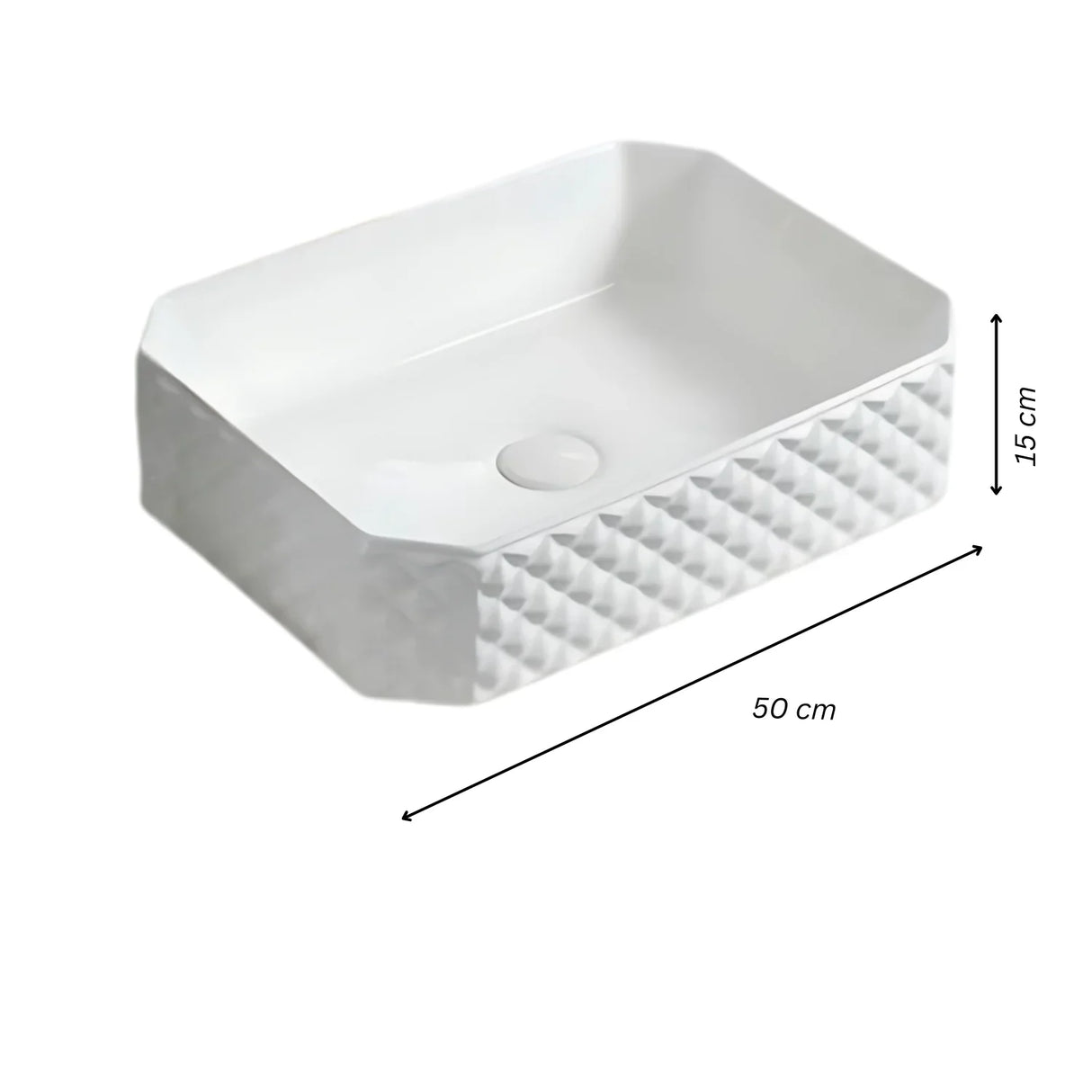 Lavamanos Ceramico Blanco Texturizado Moderno Rectangular