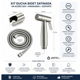 Kit Ducha Bidet Acero Inoxidable 304 Satinado Con Manguera Y Soporte Higiénico Para Baño